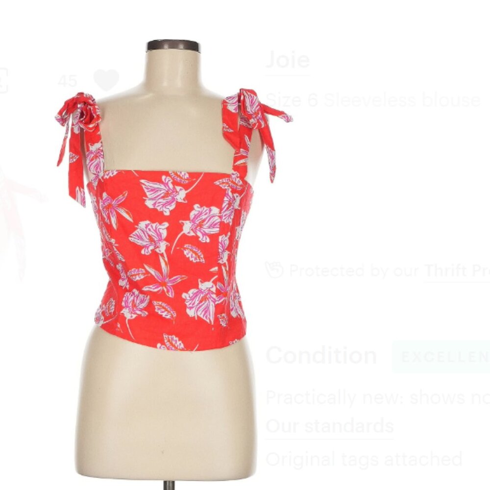 NWT Joie Red Floral Tank Top - Size 6